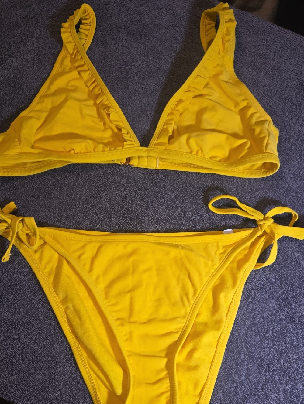 Bright Yellow Ruffle Triangle Bikini